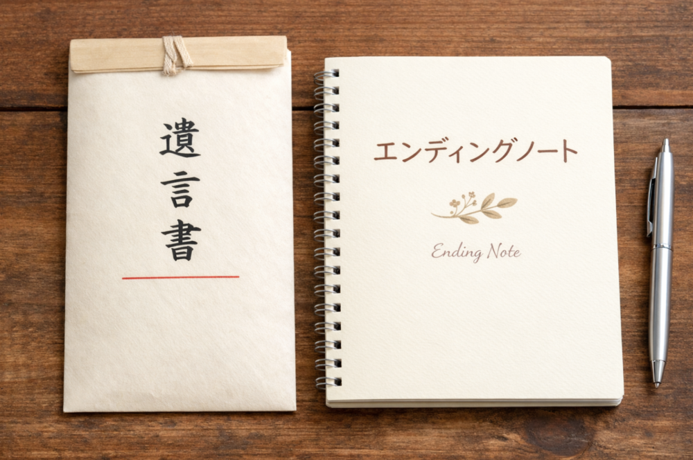 遺言書とエンディングノートのイメージ