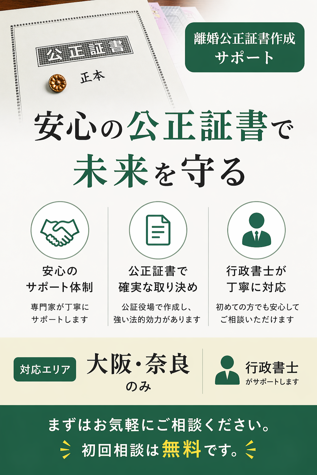 離婚公正証書作成サポートのイメージ（スマホ）