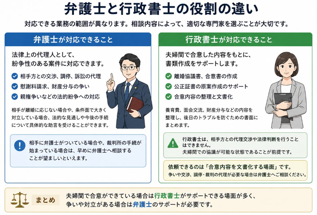 弁護士と行政書士の役割の違い