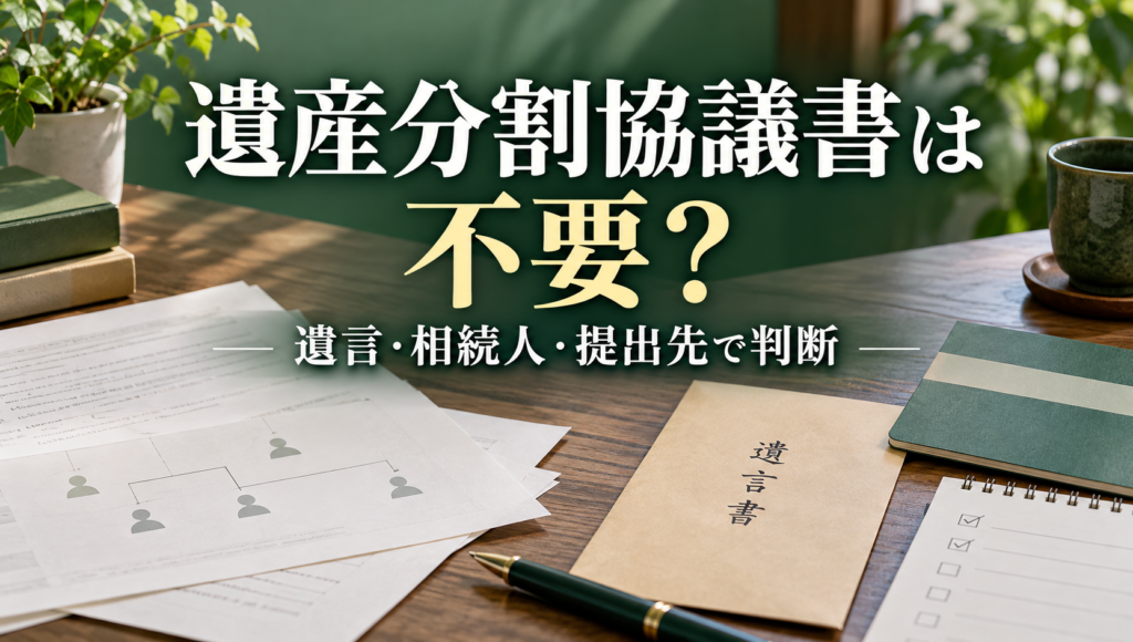 遺産分割協議書が必要ない場合とは？遺言・相続人1人・法定相続のケース別解説