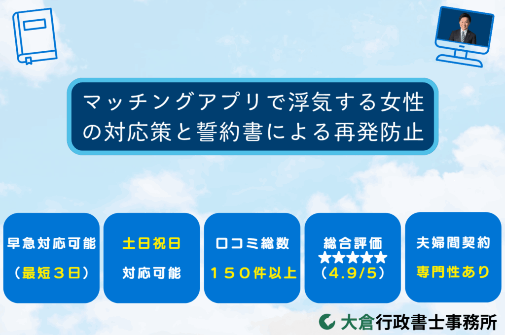 マッチングアプリで浮気する女性の対応策と誓約書による再発防止