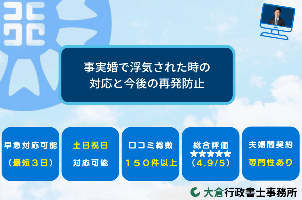 事実婚で浮気された時の対応と今後の再発防止