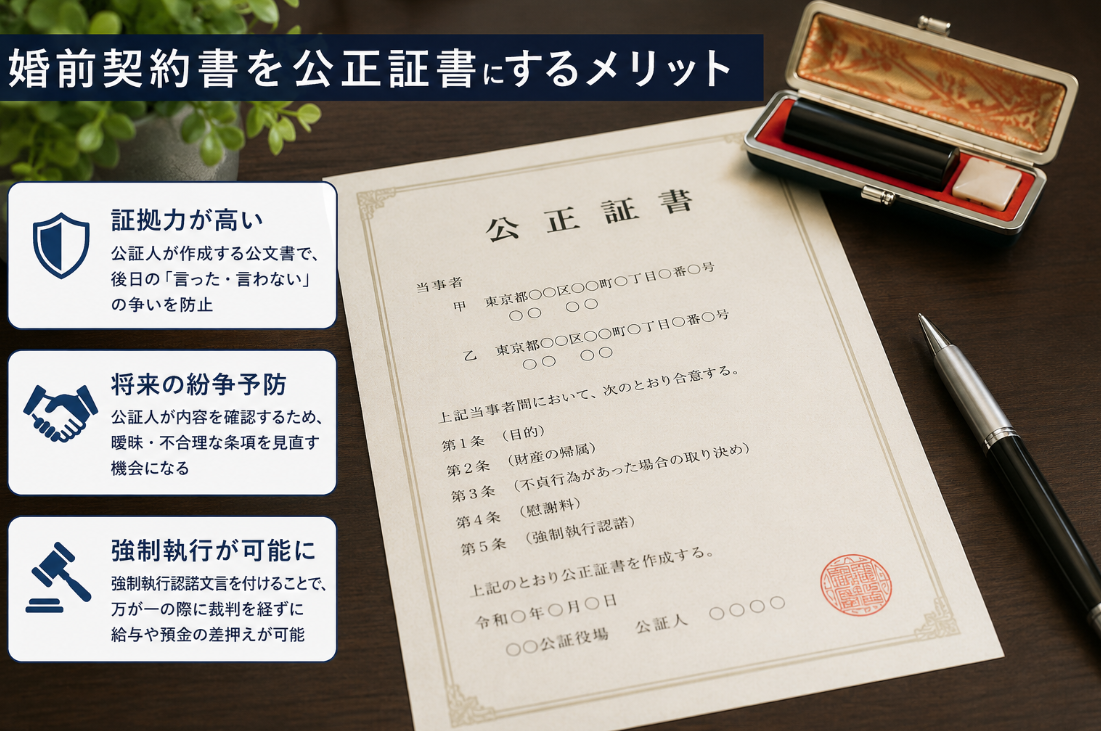 婚前契約書を公正証書にするメリット
