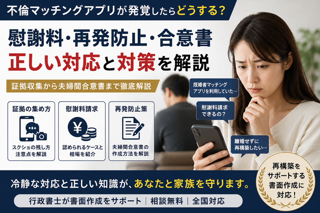 不倫マッチングアプリで浮気が発覚したらどうする？慰謝料・証拠・再発防止合意書を解説
