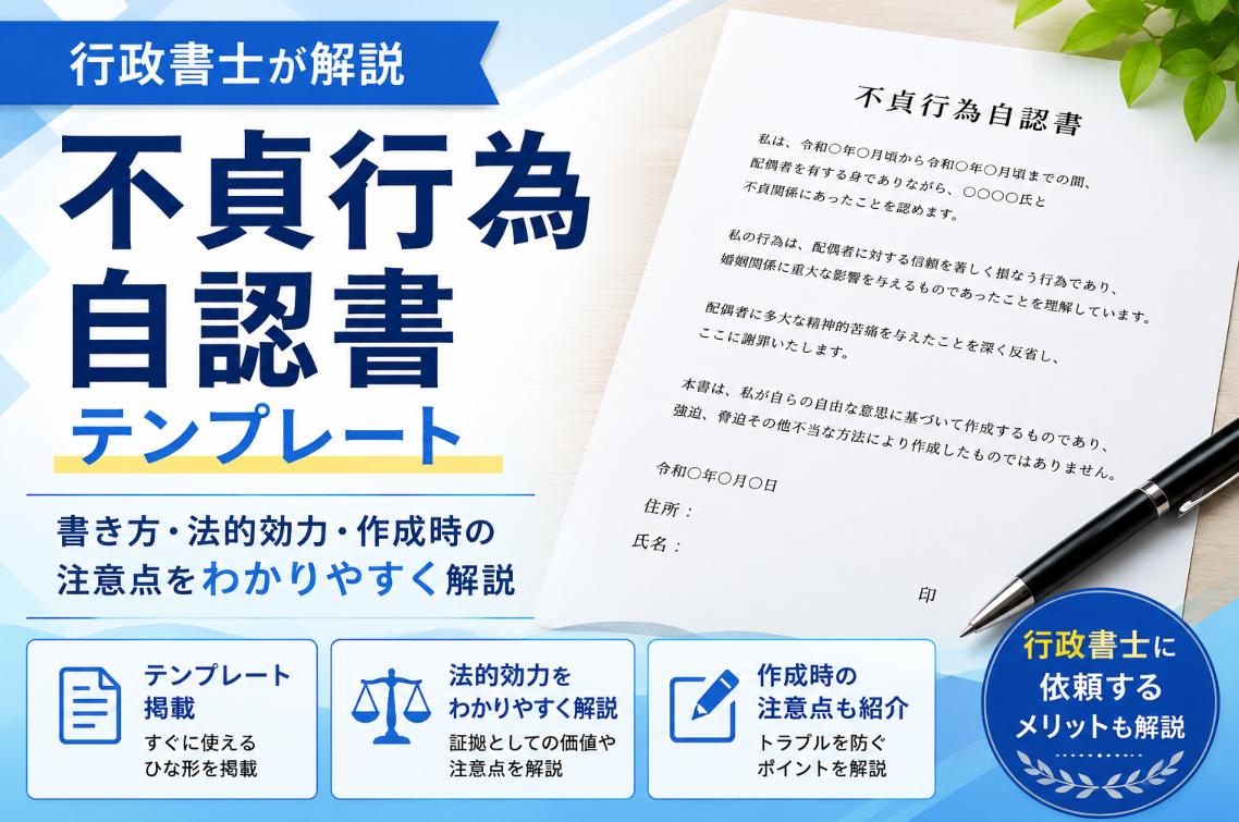 不貞行為自認書テンプレート｜書き方・法的効力等について